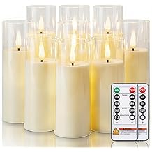 家用记忆象牙亚克力无焰 LED 蜡烛、带遥控器和定时器的电池、婚礼用电假蜡烛、家居装饰,9 件套
