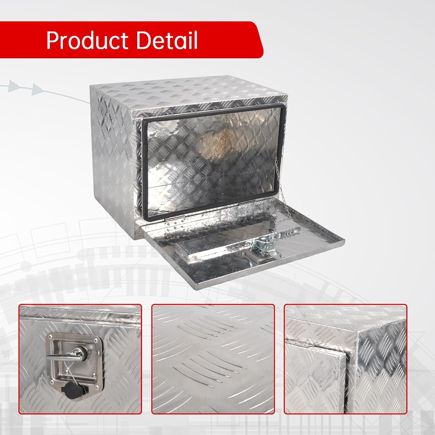 Heavy Duty 24'' Inch Aluminum Underbody Truck Box with T-Handle Latch,17 x 18 x 24 Inch Underbed Toolbox With Durable Lock Silver For Storage And Organization