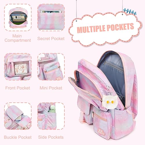 Miniatura 4 de REHALY Mochilas infantiles para niñas, lindas mochilas escolares para niños para escuela primaria, escuela primaria, mochila escolar de teñido