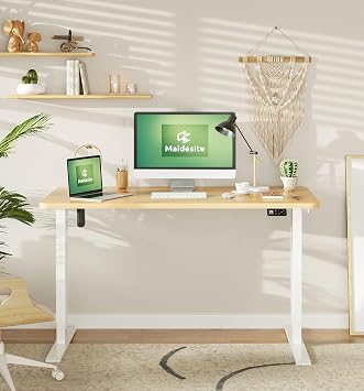 MAIDeSITe Electric Standing Desk Height Adjustable Standing Desk Sit Stand Desk Stand Up Desk with 140 * 70 * 2.5cm Desktop for Home Office