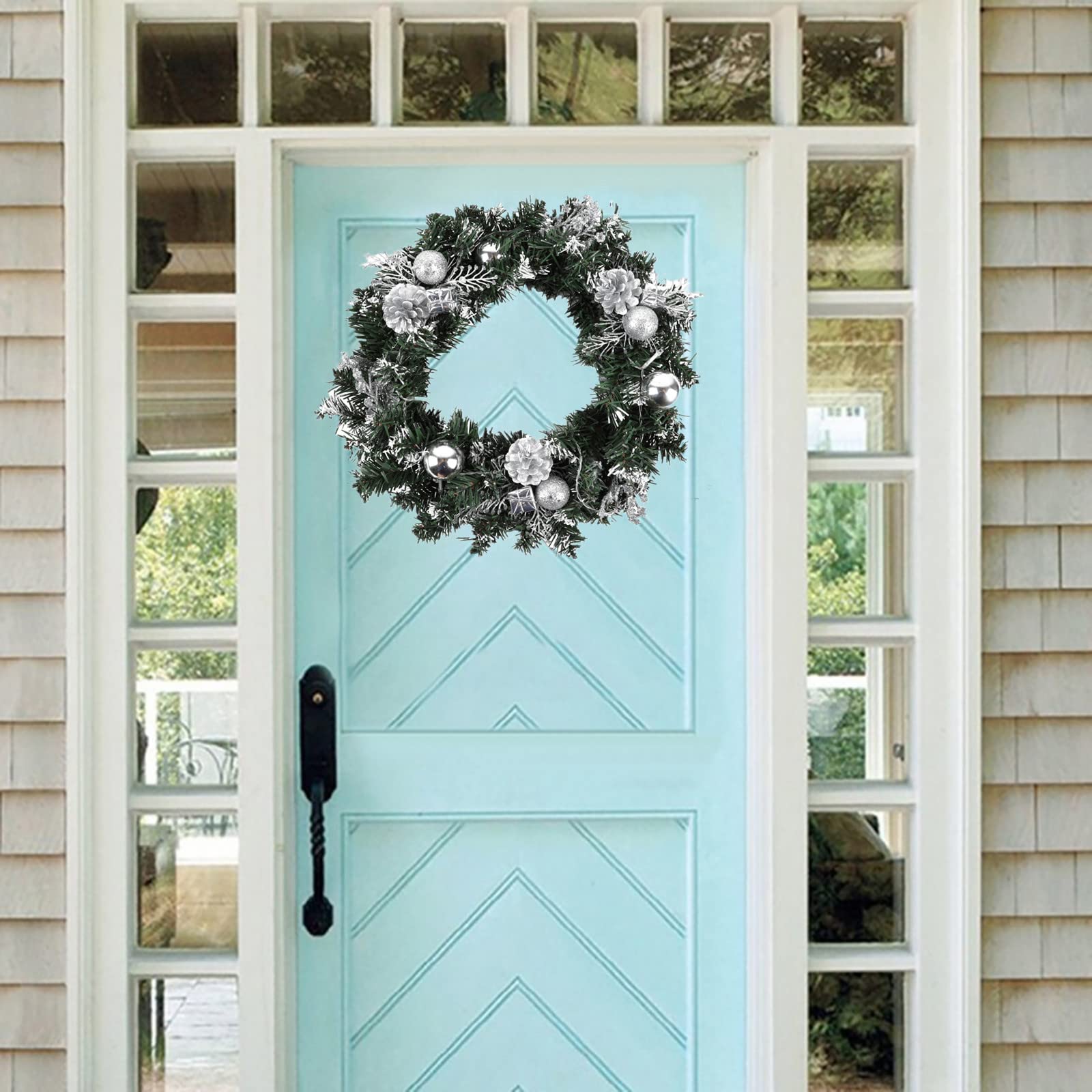 Christmas Front Door Wreath, Xmas Wreath Door Window Wall Hanging Ornaments Garland Ideal for Inside and Outside Decoration - Image 2