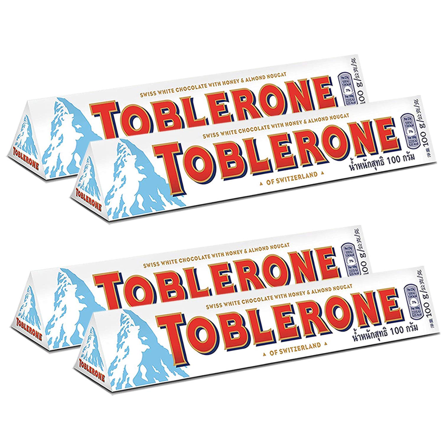 Toblerone Of Switzerland White Chocolate With Honey and Almond Nougat - 4 Pack, 4 X 100 g (B08GDG73Q2) Amazon Price History, Amazon Price Tracker