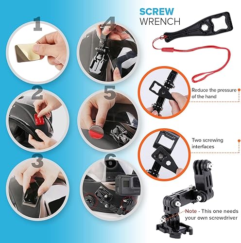 Miniatura 4 de MiPremium Kits de montaje de barbilla para casco de motocicleta para GoPro Hero 13 12 11 10 9 8 7 6 5 4 3 Black Silver Session, AKASO/Campark y