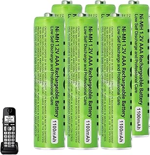 6 Pack NI-MH AAA Rechargeable Battery for Panasonic, 1.2V 1100mah AAA Rechargeable Batteries for Panasonic Cordless Phones Handset, Remote Controls, Electronics