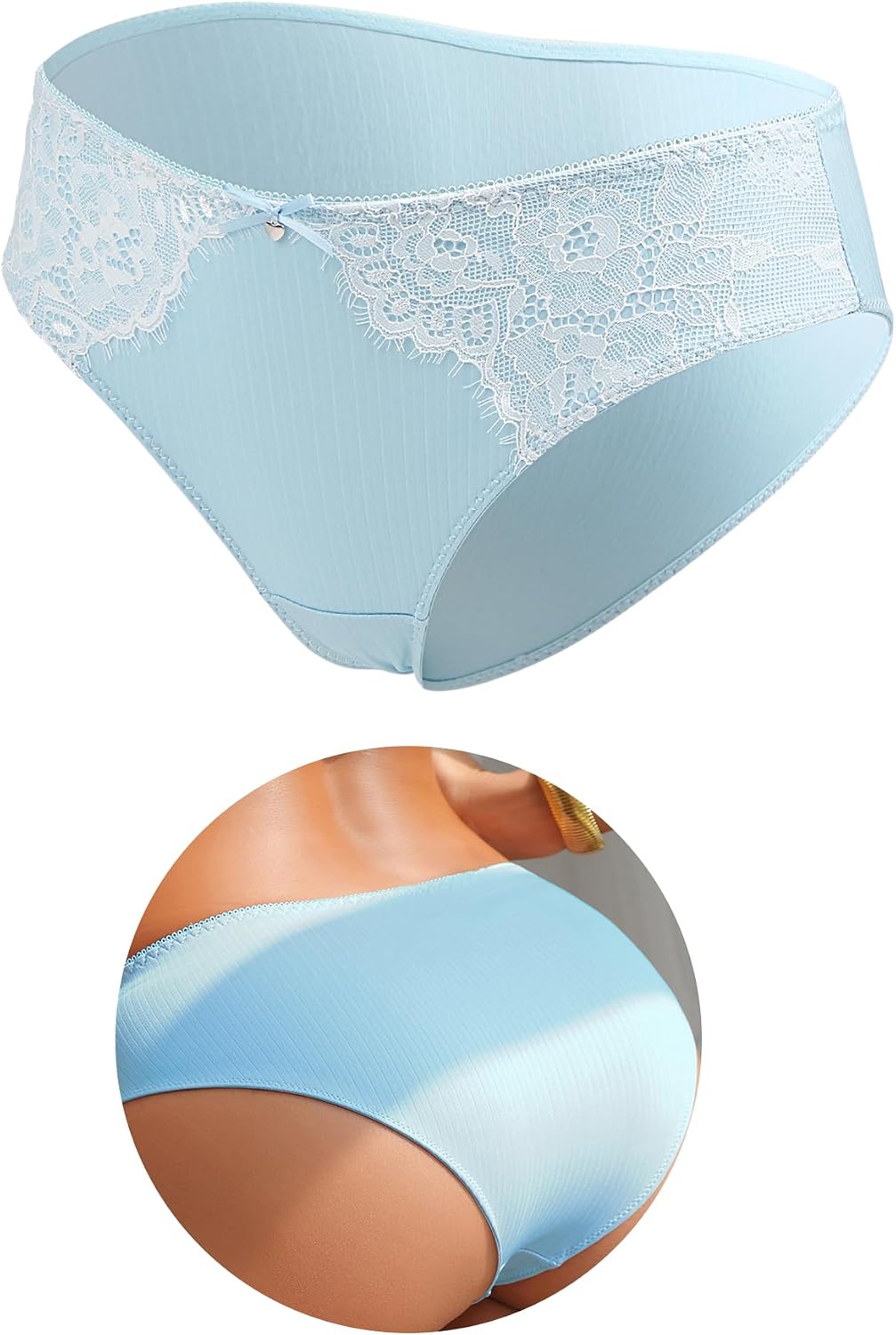 ohyeahlady Womens Stretch Boyshorts Cute Underwear Sexy Lace Plus Size Hipster Briefs with Bow Bikini Cheeky Panty Tangas