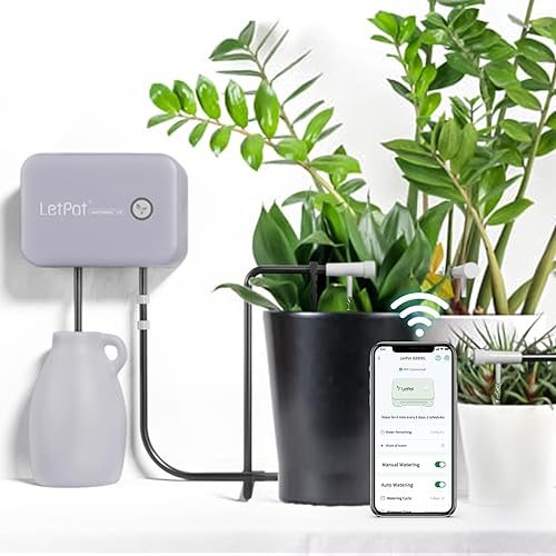LetPot Automatic Watering System for Potted Plants, [Wi-Fi & App Control] Drip Irrigation Kit System, Smart Plant Watering Devices for Indoor Outdoor, Water Shortage Remind, IPX66 （Grey)