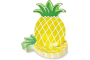 BLUE PANDA Yellow Pineapple Paper Plates for Party Supplies, Hawaiian Themed Parties or Luaus