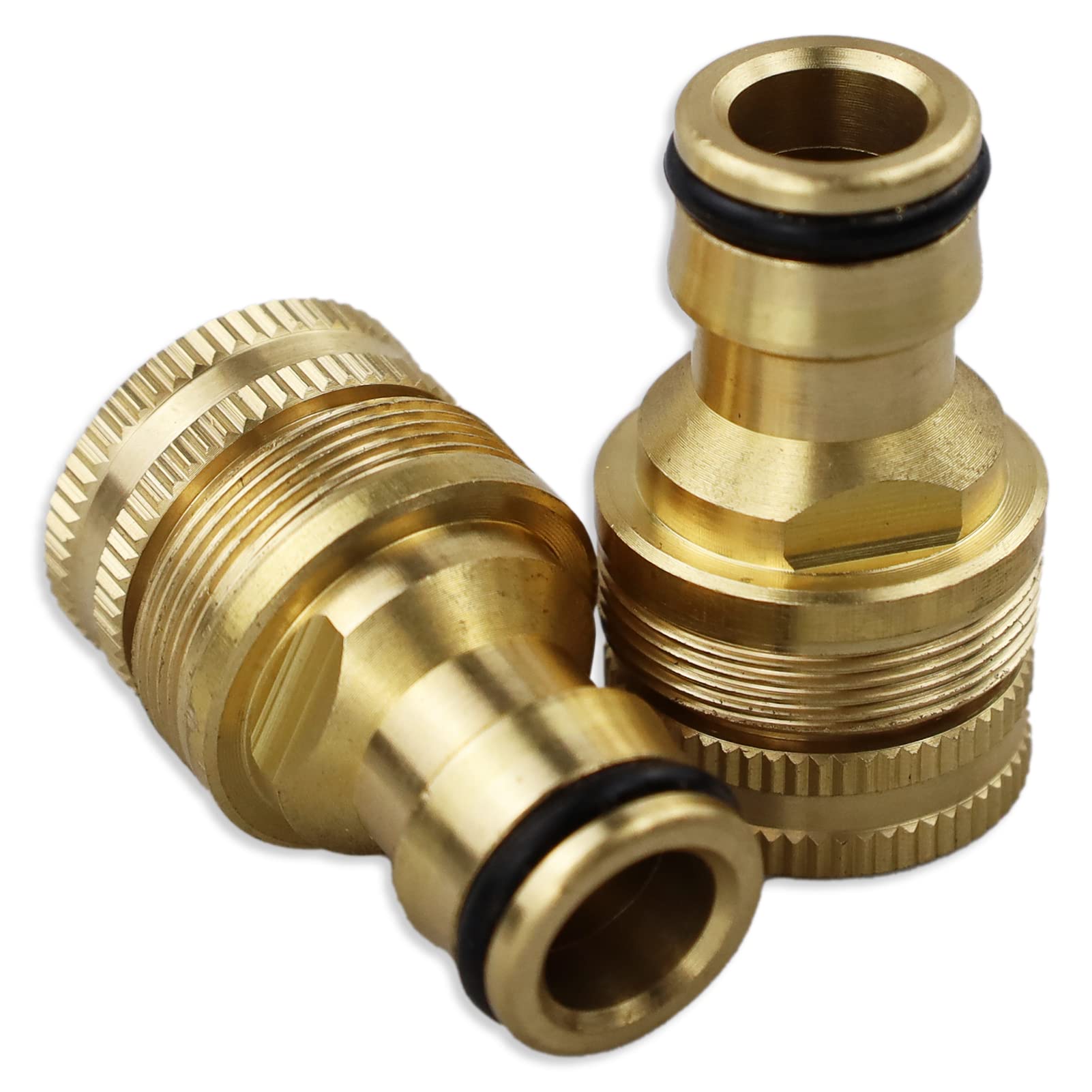 LAMXD 2 pack Garden Hose Tap Connector - 3/4 inch & 1/2 inch 2-in-1 Brass Female Threaded Tap Connector for Hosepipe, Threaded Faucet Adapter