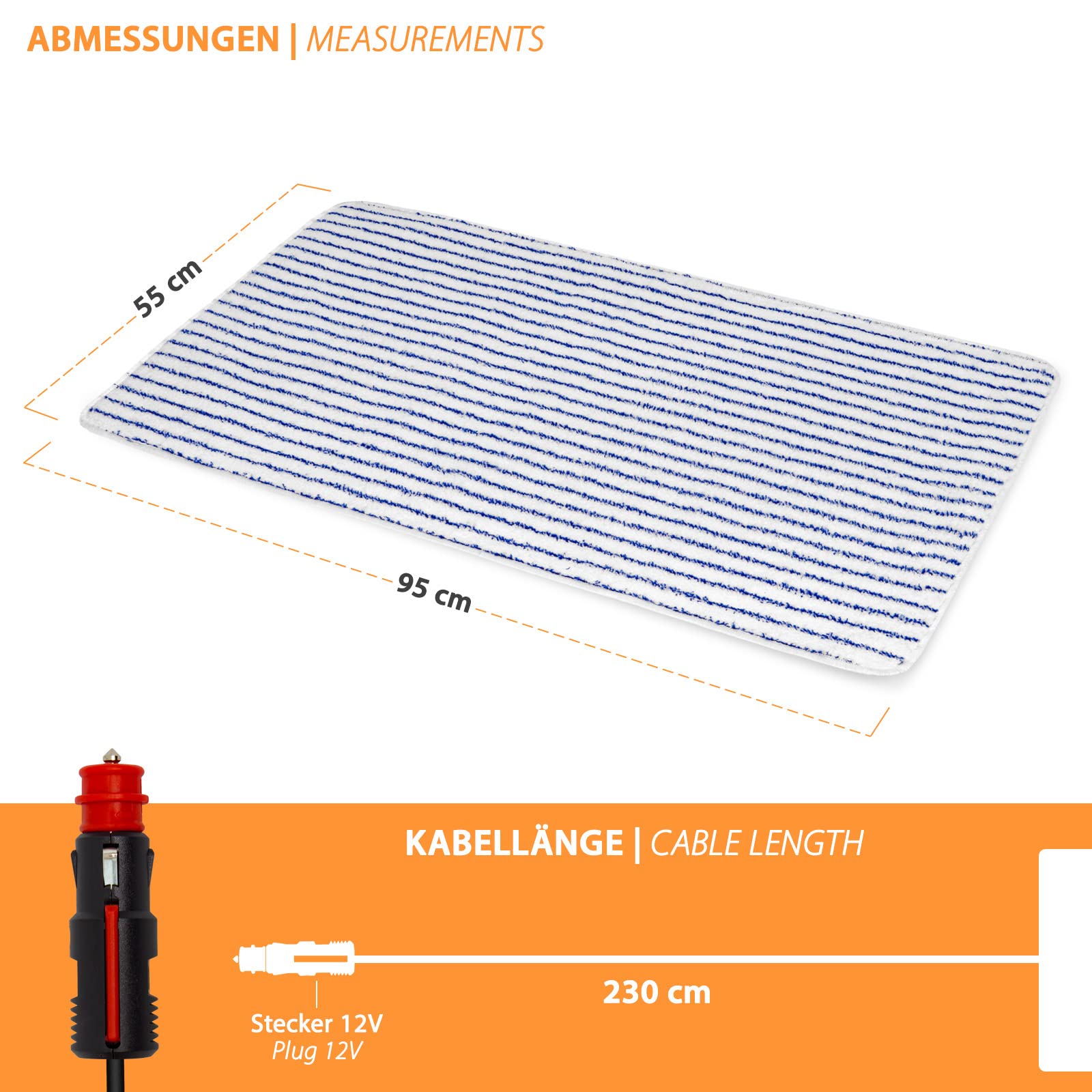12 V dywan grzewczy 55 x 40 cm 30 W biały/niebieski 55 x 95 cm 70 W