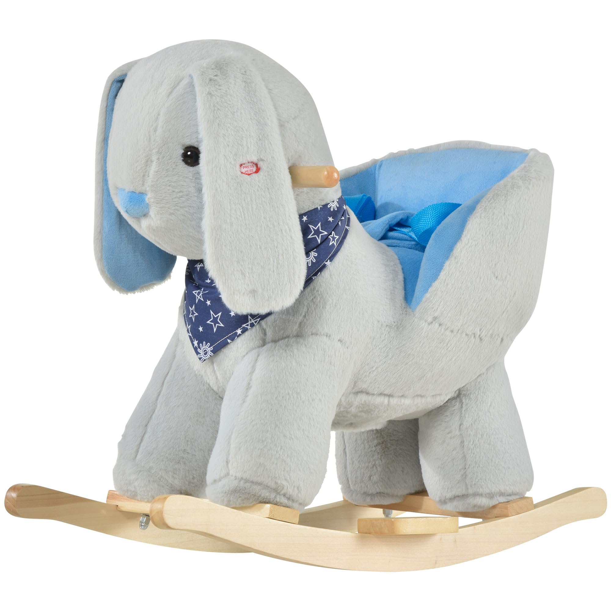 Qaba Kids Ride-On Rocking Horse Toy Bunny Rocker with Fun Play Music & Soft Plush Fabric for Children 18-36 Months