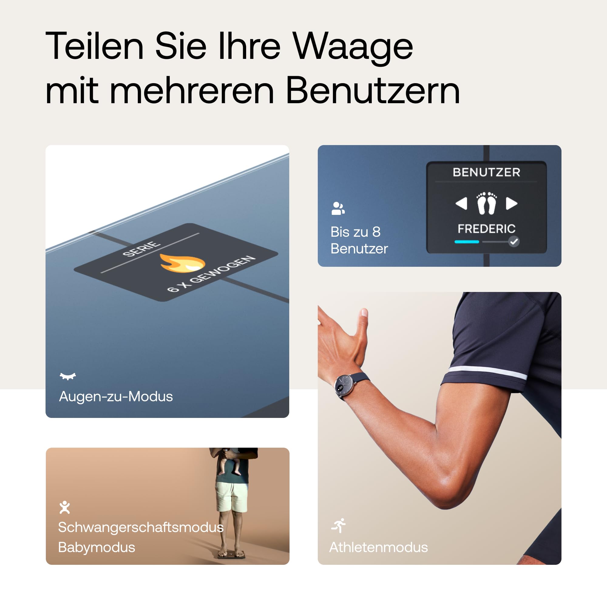 WITHINGS Body Smart – Intelligente WLAN-Personenwaage mit Körperanalyse: Gewicht, Körperfett, Muskel-/Knochenmasse, Wasser & viszerales Fett, Bluetooth, Schwarz/Grau