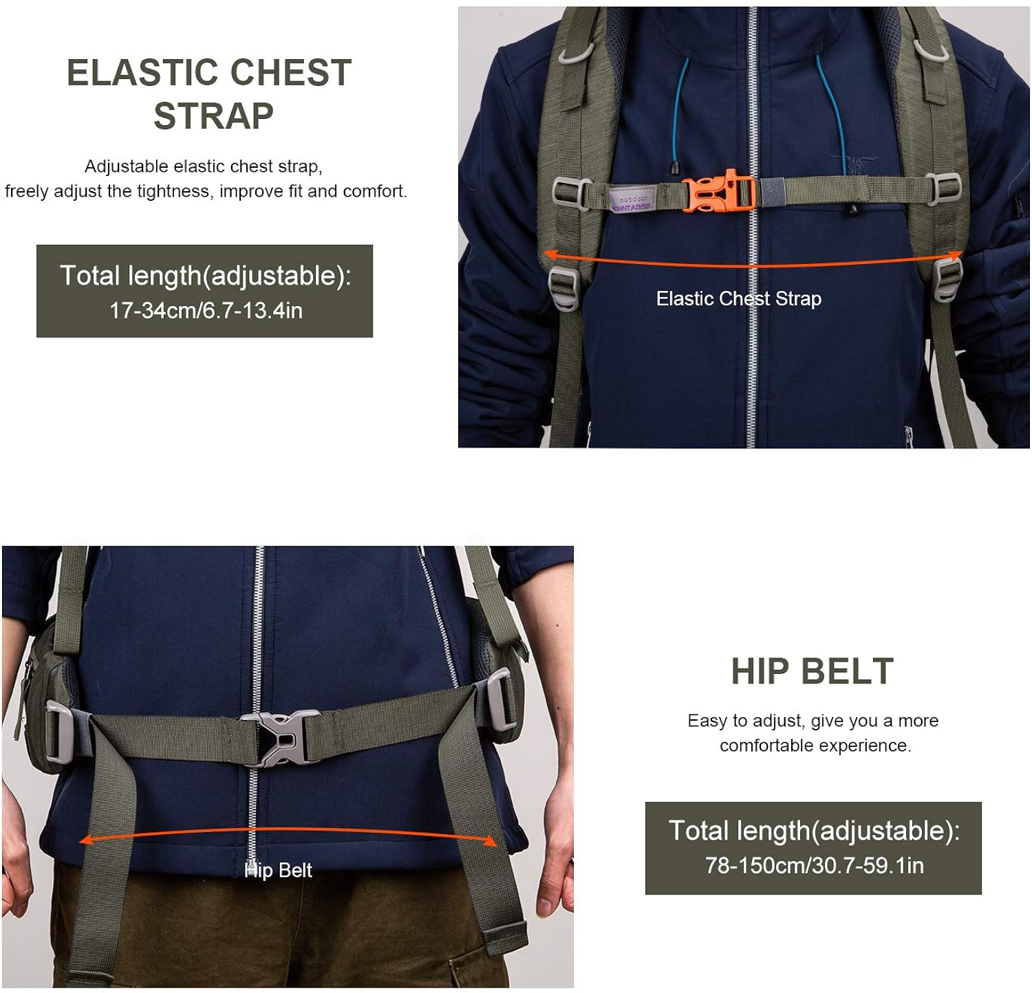 MOUNTAINTOP 55L Hiking Internal Frame Backpack Backpacking for Men with Rain Cover : Sports & Outdoors