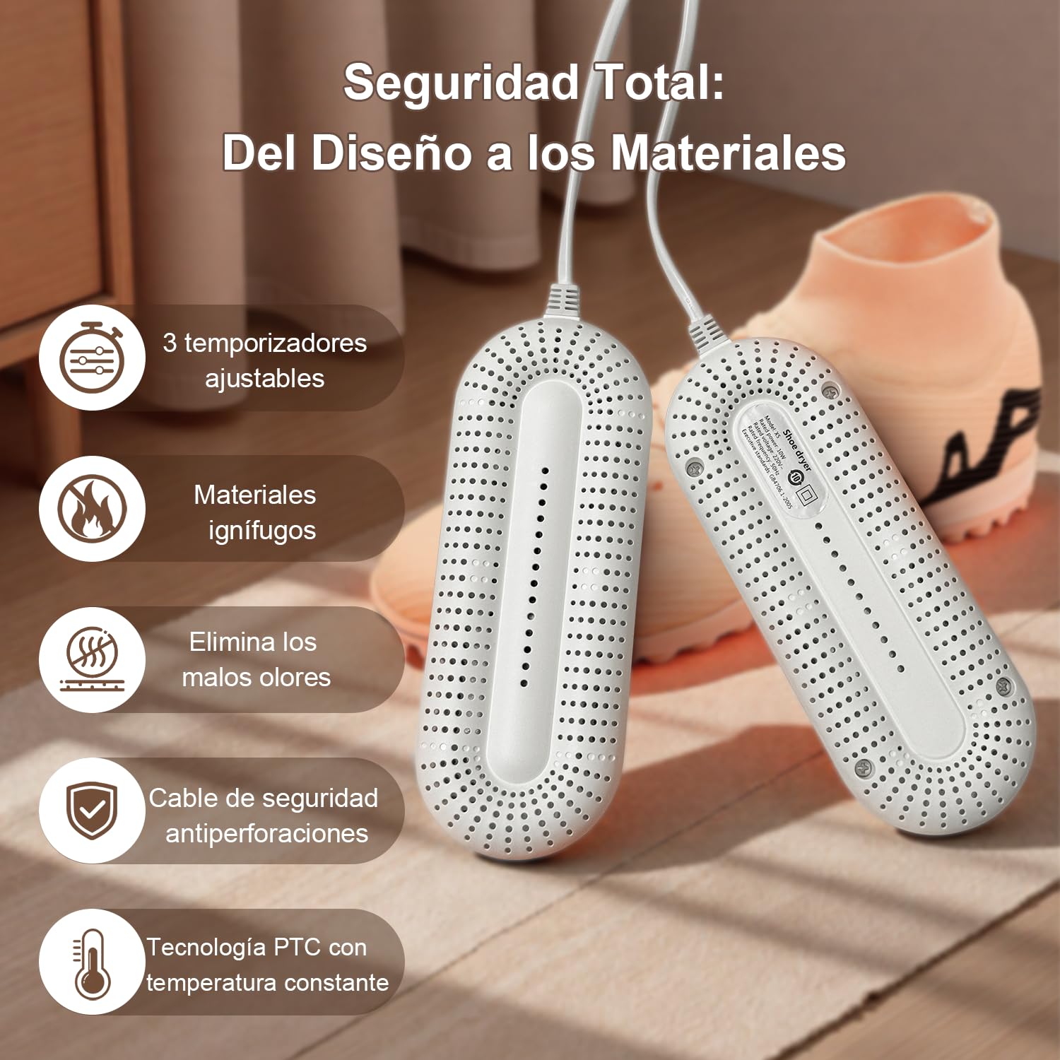Secador de Zapatos Eléctrico con Temporizador – Elimina Olores Rápidamente, Ideal para Zapatillas Deporte, Botas de Fútbol, Esquí y Calcetines