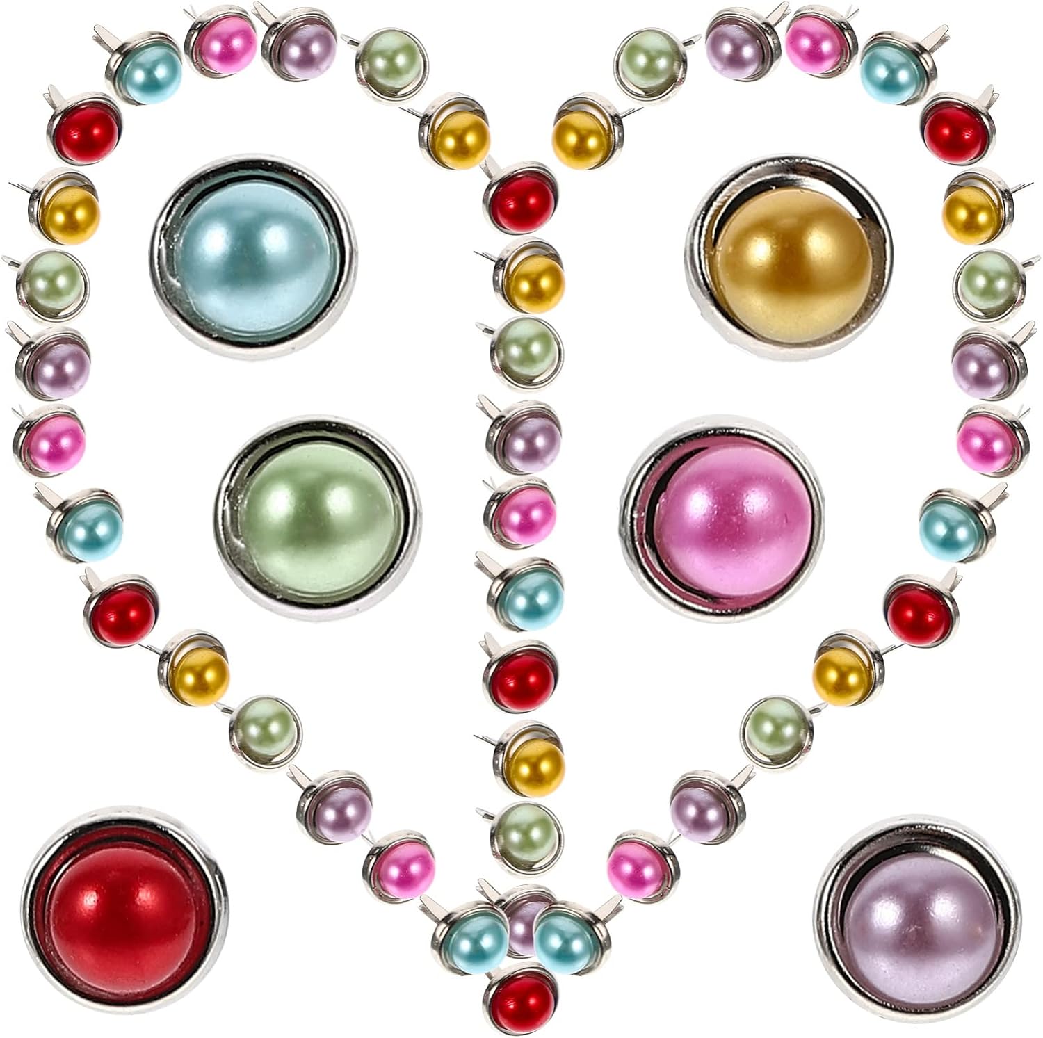 SEWACC DIY Crafts Mini Brads Paper Fasteners 100pcs Metal Pastel Brads Pearl Design for Paper Craft DIY Stamping