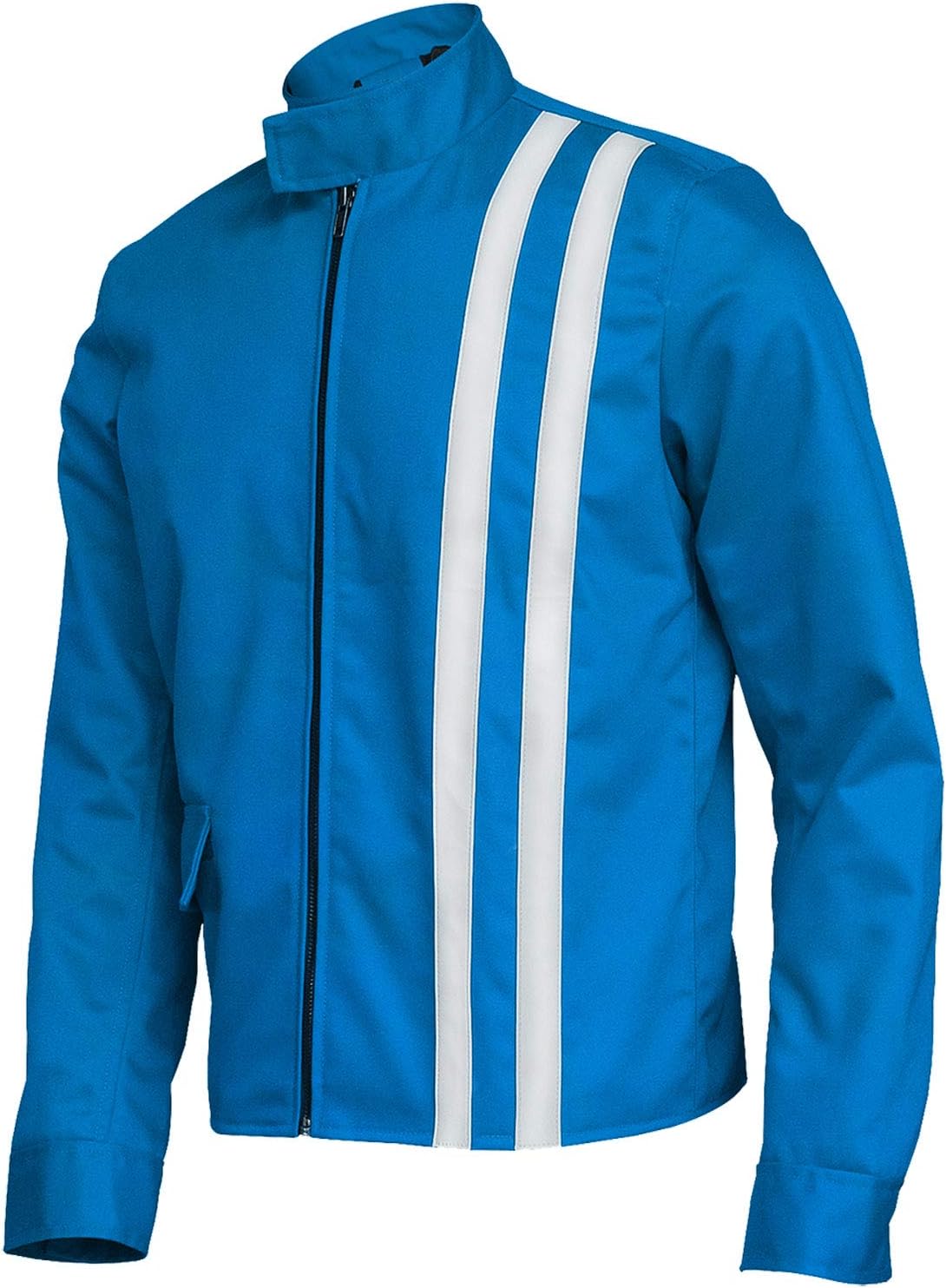 SpazeUp Mens Red Speed Jacket - White Stripe Vintage Motorcycle Biker Lightweight Cotton Blue Jacket Men