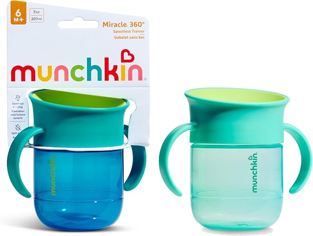 Munchkin Miracle 360 Baby Cup |2-Pack | 6m+ | 207ml | Dark Blue/Blue