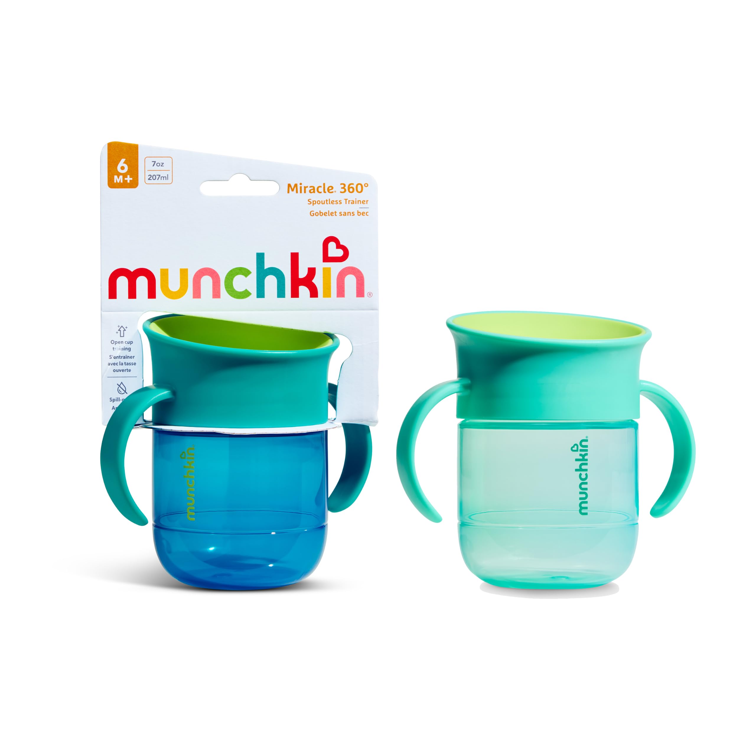 Munchkin Miracle 360 Baby Cup |2-Pack | 6m+ | 207ml | Dark Blue/Blue