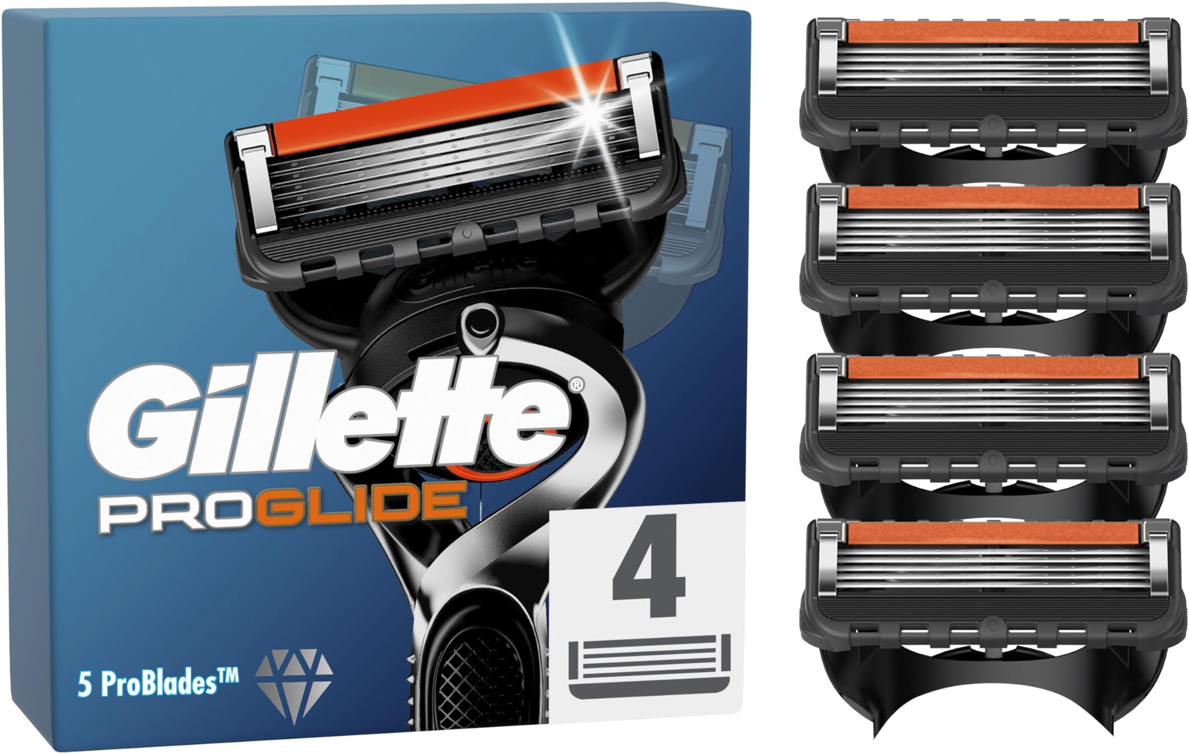 Gillette ProGlide Razor Blades Men, 5 Blade Refills, Precision Trimmer, 4 Count