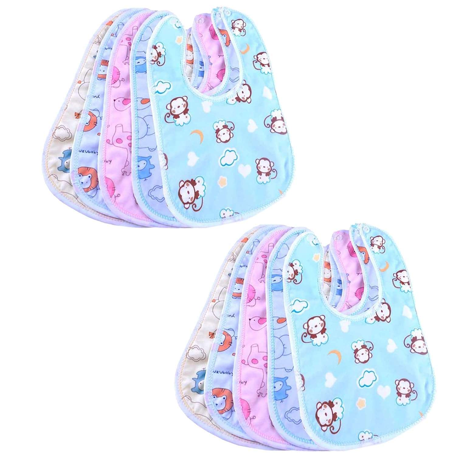 SmilyKid? Fastdry Bibs - 10pcs | Baby bibs for 6 to 12 months | Bibs for new born baby 0 to 6 months | Waterproof Spill Resistant Bibs | Soft cotton bib | Infant Apron