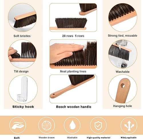 Miniatura 6 de Escoba de mano grande suave sin arañazos de 15 pulgadas para escombros de polvo en artículos de la casatrabajoexteriorinterior del