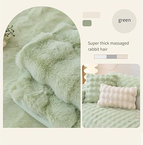 Miniatura 3 de Cojín grueso de piel de conejo, funda de sofá peluda antideslizante súper suave, fundas de cojín de sofá mullidas de color sólido, para sala de