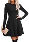 Sweater Dress for Women Fall 2025 Long Sleeve Crew Neck Ribbed Knit Fit and Flare A-Line Dresses