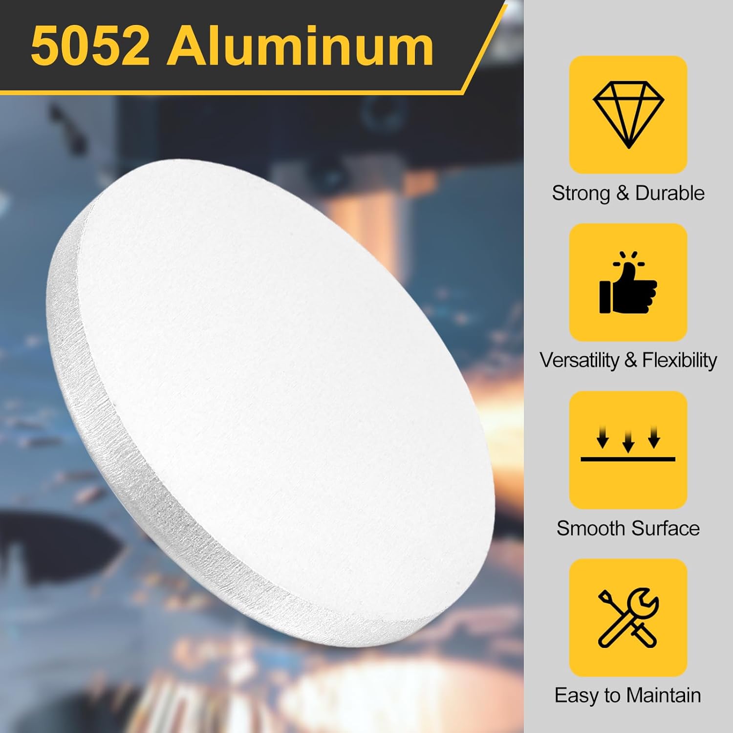 uxcell 4Pcs Aluminum Disc, 2"(50mm) Diameter 0.2"(5mm) Thickness 5052 Aluminum Circle Plates Round Sheets for Metal Stamping - Image 3