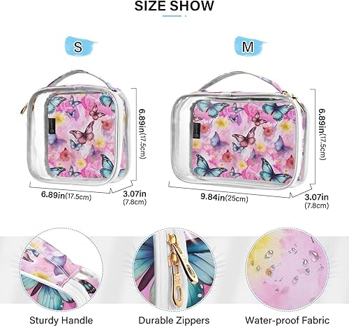 Miniatura 4 de Watercolor Butterfly Clear Toiletry Bag for Traveling,2 Pack Makeup Cosmetic Bag with Zipper,Travel Bag for Toiletries,Travel Essentials 21215154