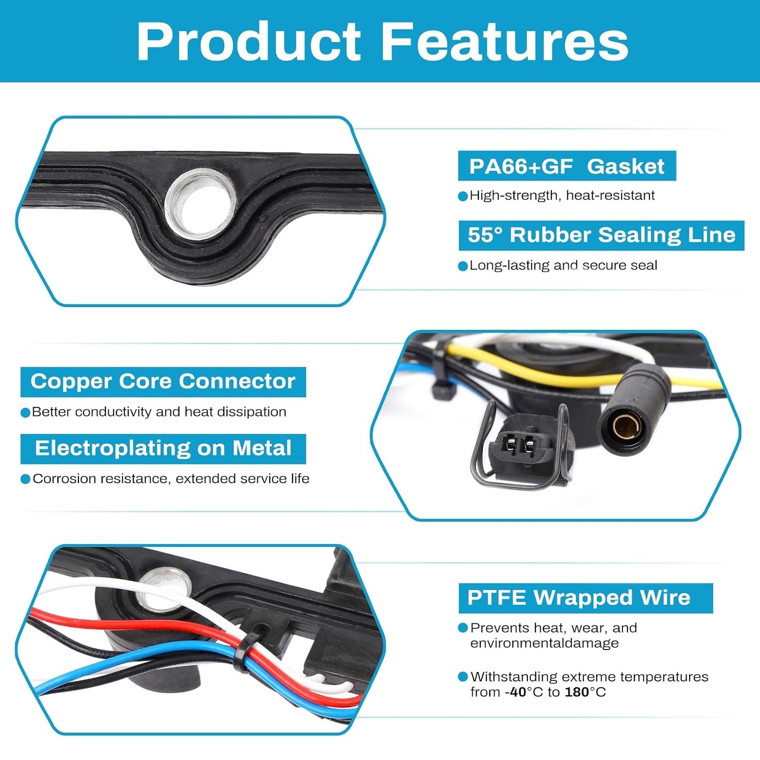 7.3L Valve Cover Gasket Set with Injector Glow Plug Harness Compatible with 98-03 7.3 Diesel F81Z-6584-AA F81Z-9D930-AB Replacement