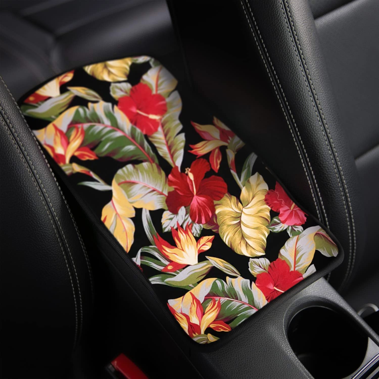 Photo 1 of 2 PACK Zadin Vehicle Center Console Armrest Cover Pad, Universal Fit Soft Comfort Center Console Armrest Cushion for Car, Stylish Pattern Design Car Armrest Cover, Hawaii