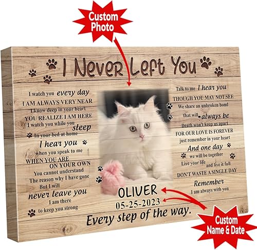 C72614 - Lienzo con texto en inglés "I Never Left You", foto personalizada de regalos de lienzo conmemorativo, conmemorativo personalizado por la
