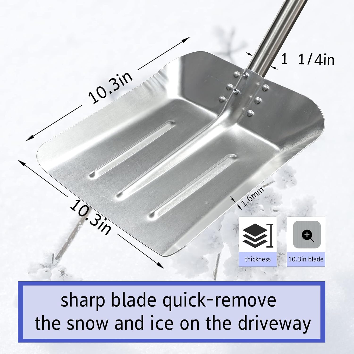 review Snow Shovel for Driveway - D Handle Aluminum Snow Shovels for Snow Removal,Sidewalks,Adjustable 56-43inch Metal Snow Shovel Portable for Car-Compact Snow Shovel