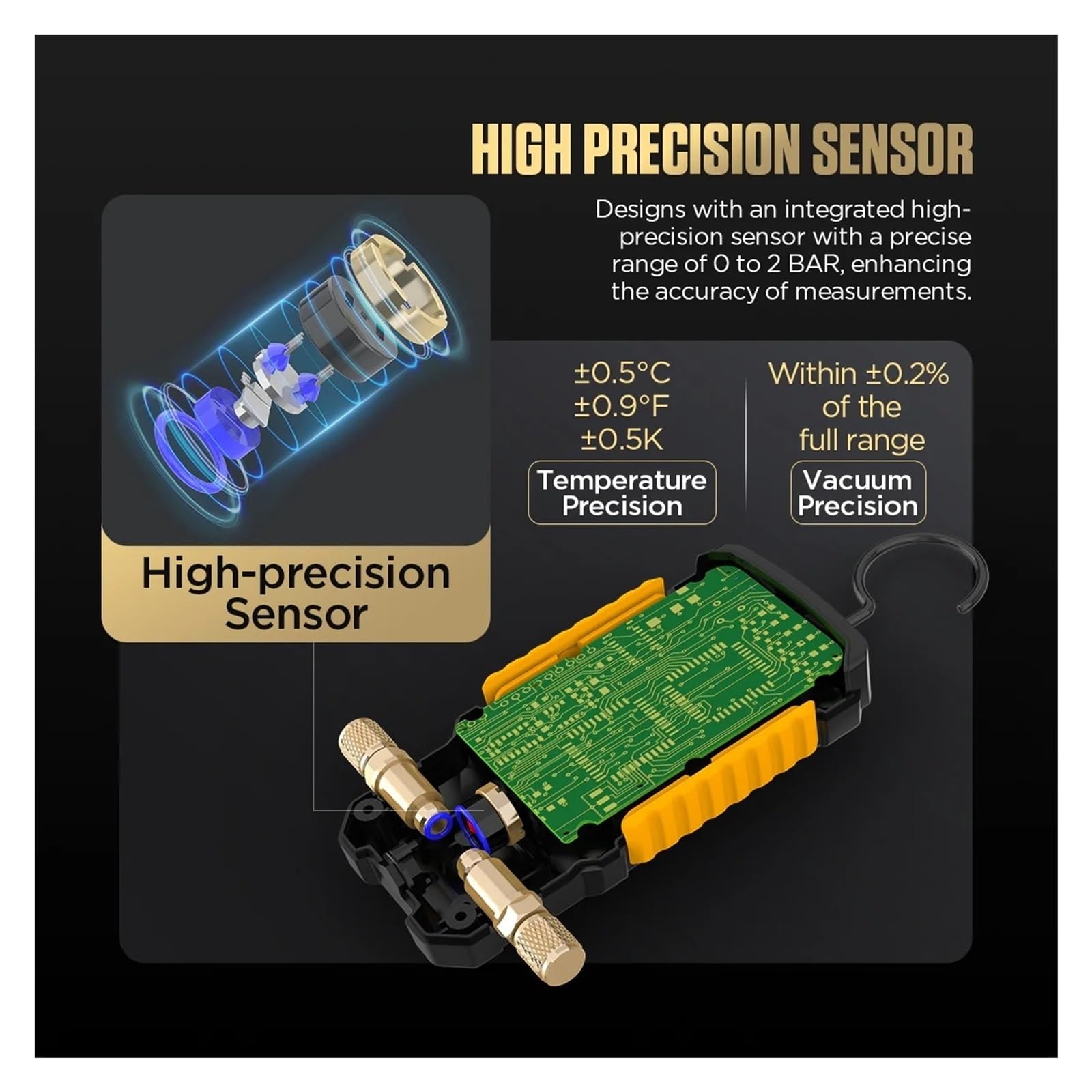 Medidor de presión digital inteligente LM100 0 a 2000 mbar con sensor temperatura,Modulación de precisión
