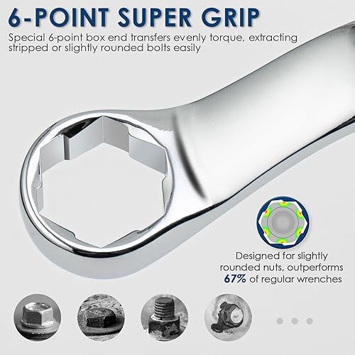 Miniatura 2 de Juego de llaves extractoras de pernos, métricas de 0.315-0.748 in, juego de llaves de extremo de caja de 6 puntos con desplazamiento de 45, acero