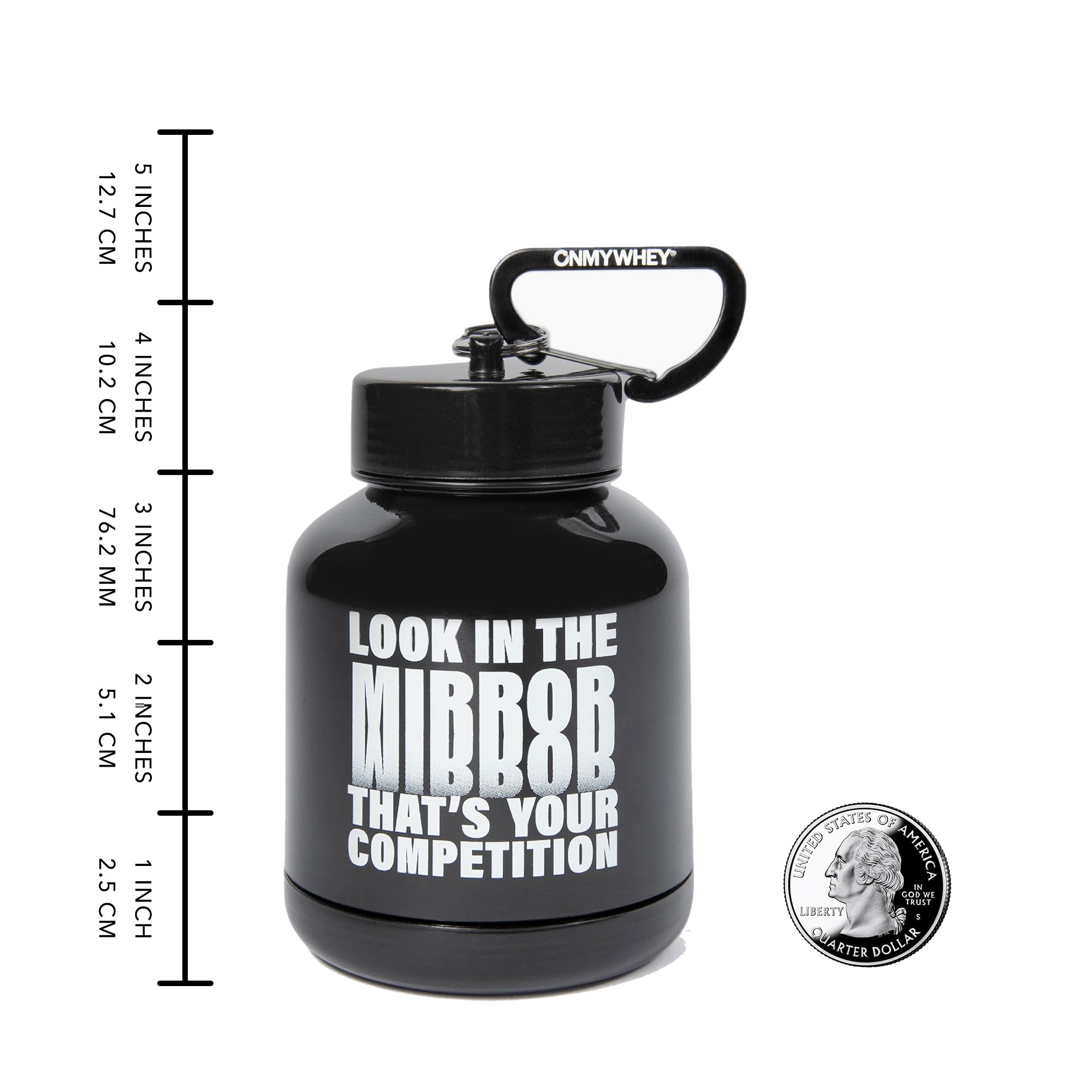 ONMYWHEY Double Scoop (180cc) Protein and Supplement Keychain Funnel, Look In The Mirror