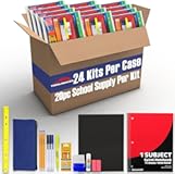 Trail maker 24 Pack Bulk Back to School Supplies for Kids | 20 Piece School Supply Kits in Bulk for Kindergarten, Elementary, K-12 with Notebook, Crayons, Pencils, and More