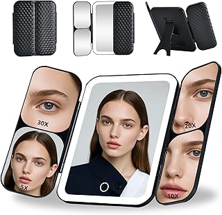 Espejo de tocador triple con luz, espejo de m...