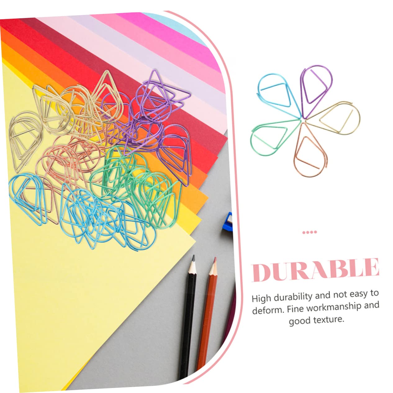 VILLCASE 3 Sätze Büroklammer Clips Bunte Bürobedarf Büroklammer Notizklammer Trendy Schreibtischzubehör Metallklammer Stahldraht 100 Stück * 3
