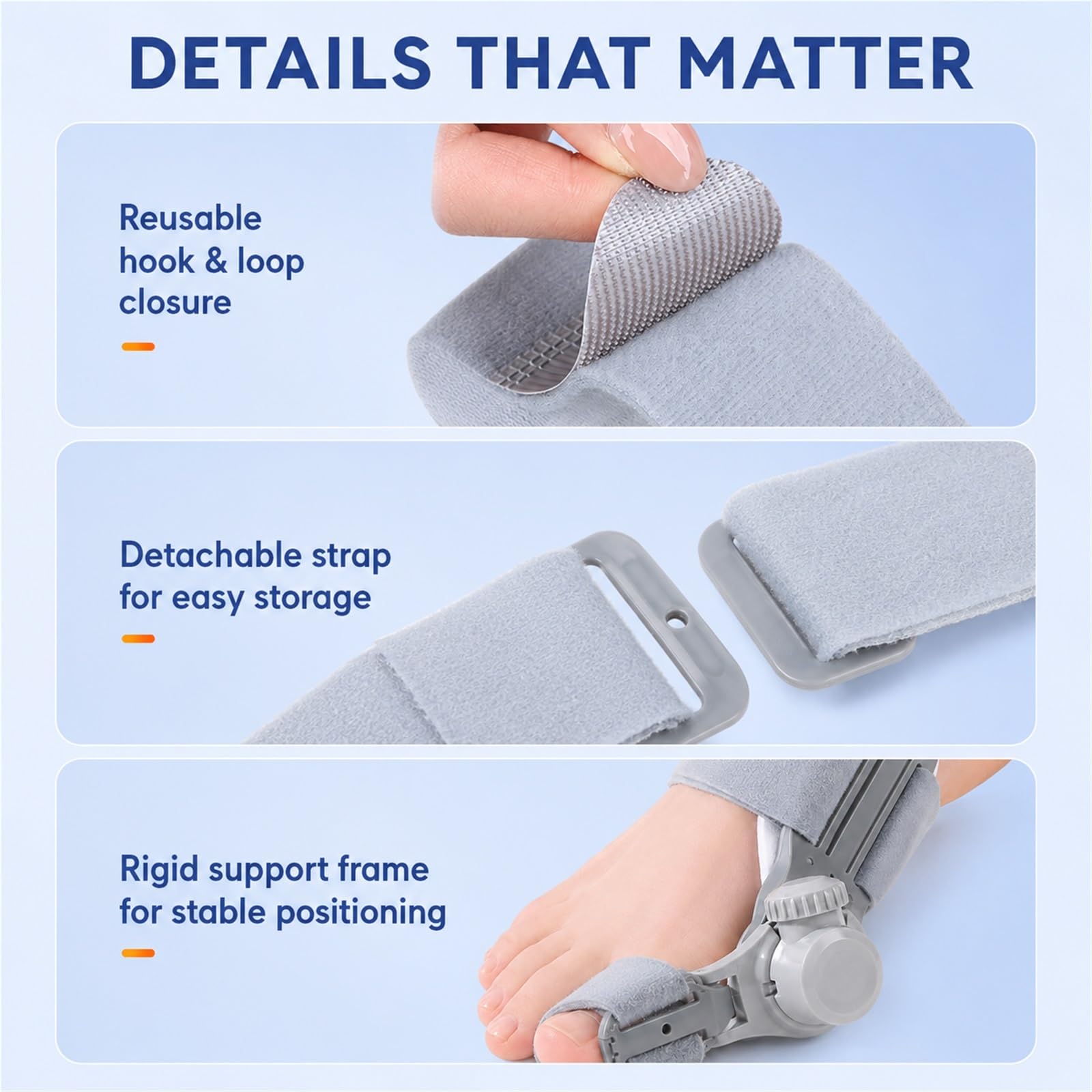 Hallux Valgus Korrektur Damen Herren, Ballenzeh Schiene mit Verstellbarem Knopf, Zehenspreizer zur Zehenkorrektur Großzehe, Zehenbegradiger für Tag und Nacht(Rechts)