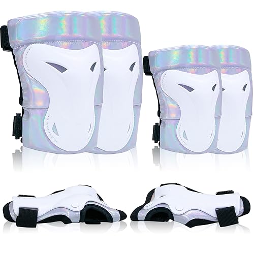 Bienbee Rodilleras para mujer, rodilleras, muñequeras, rodilleras y coderas, conjunto de equipo de protección para adultos, para patinaje, para