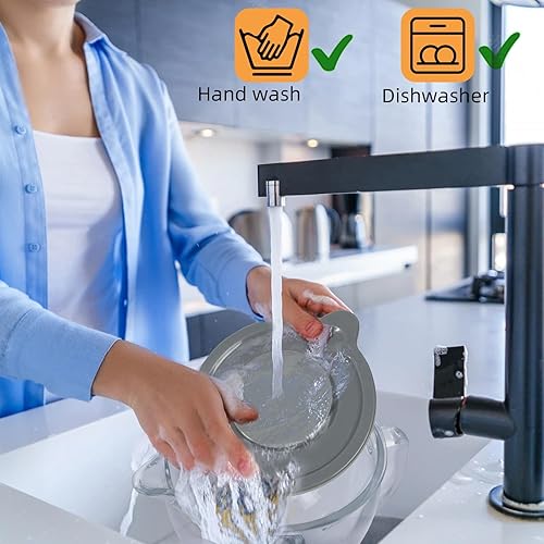 Miniatura 8 de Kitchenaid - Cuenco para batidoras de pie de 4.5 cuartos y 5 cuartos de galón, cuenco de vidrio con tapa y marcas de medición