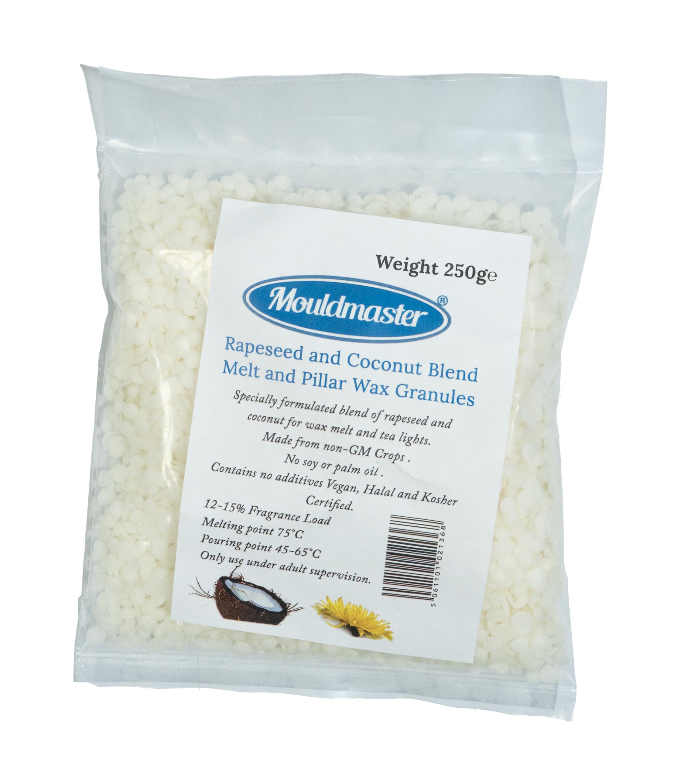 Rapeseed and Coconut Blend Melt and Piller Wax 250g, Cream/Offwhite