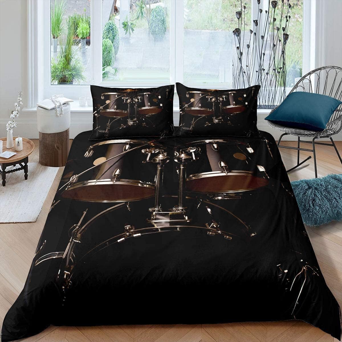 Linge de lit microfibre 260x230 cm motif batterie 3D haute définition