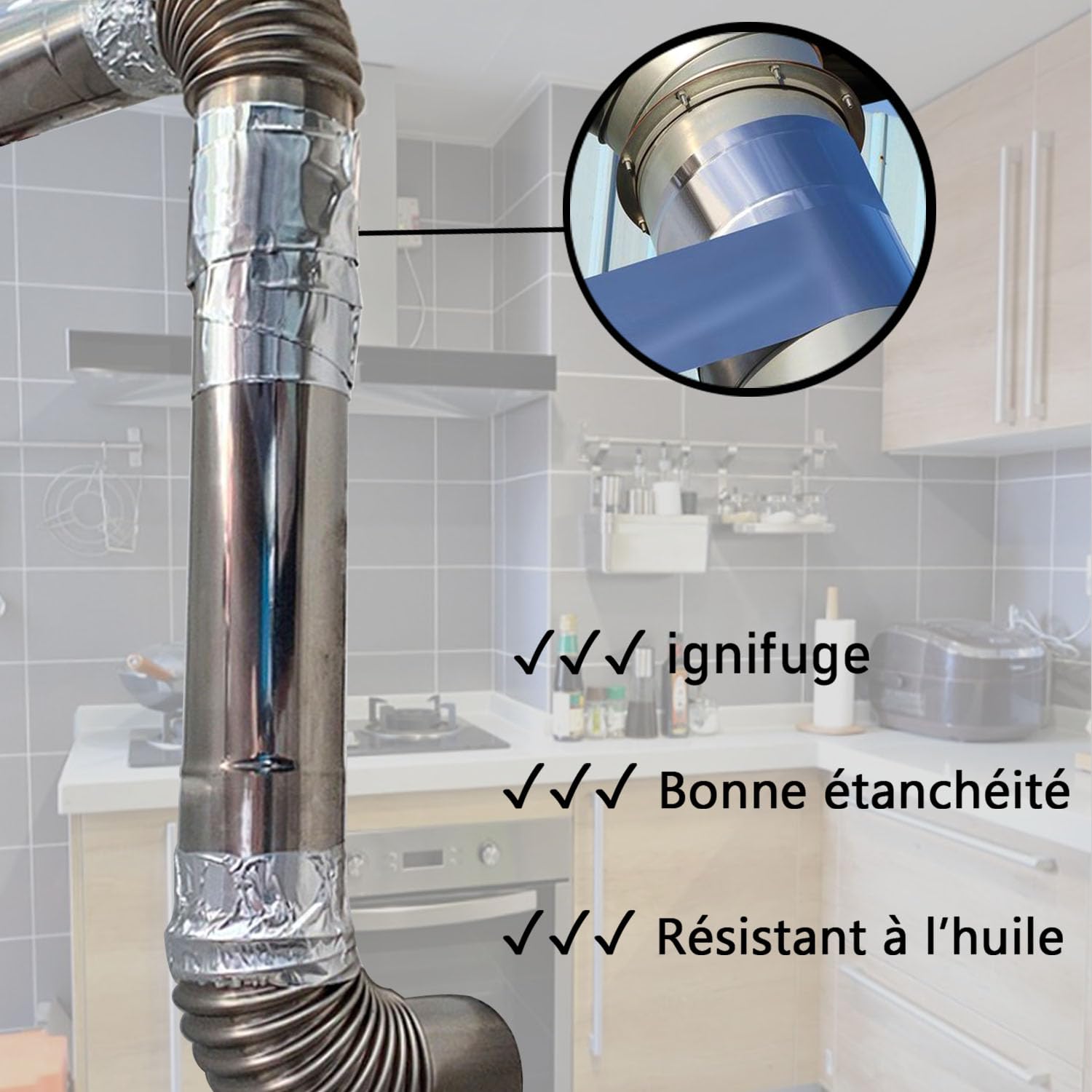 CHUANGSEED Ruban Adhésif Aluminium,100mmX50m,Bande adhesive professionnel en aluminium haute temperature,Aliminum foil tape,argent,Isolation thermique,réparationde tuyaux,fixation,ignifuge