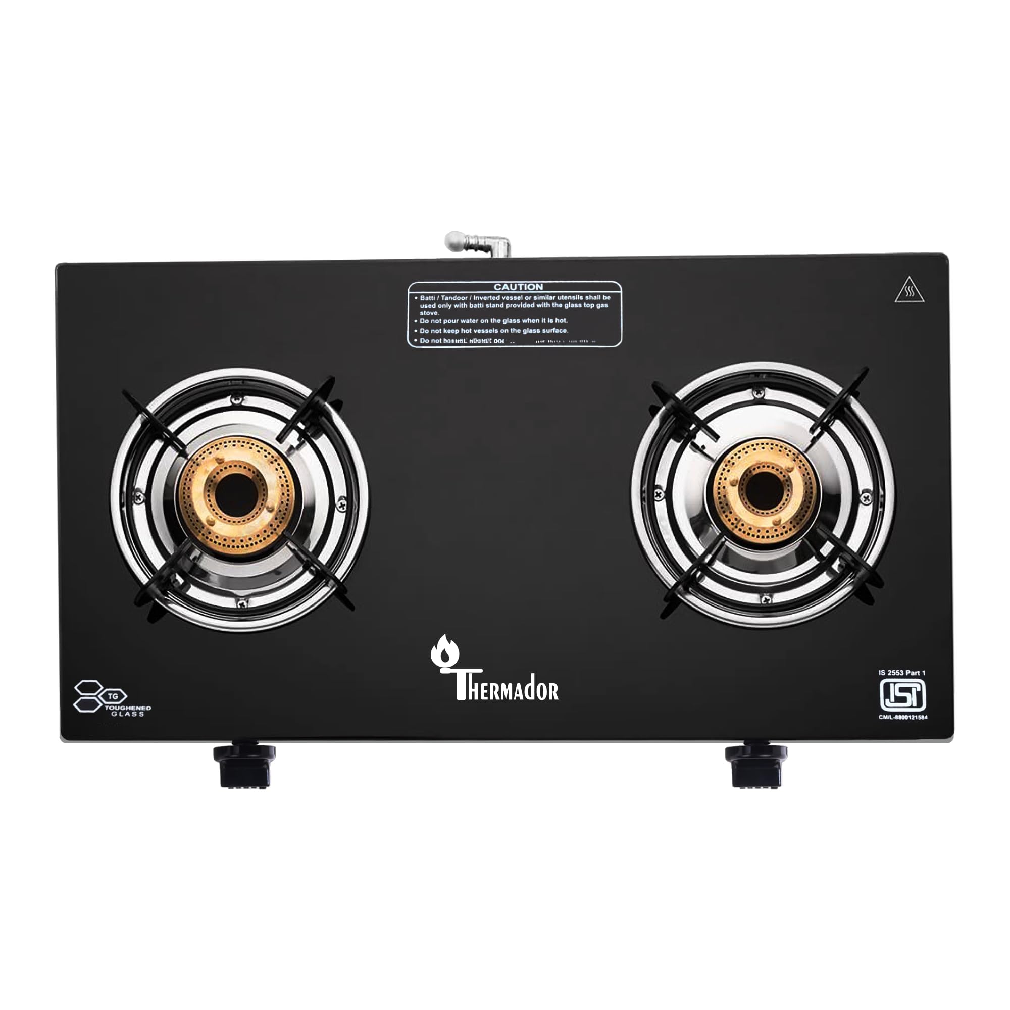 Thermador Toughened ISI Certified Brass Plated Burner Glass Gas Stove (LPG Use Only) (2 Burner Manual Ignition)-image-28