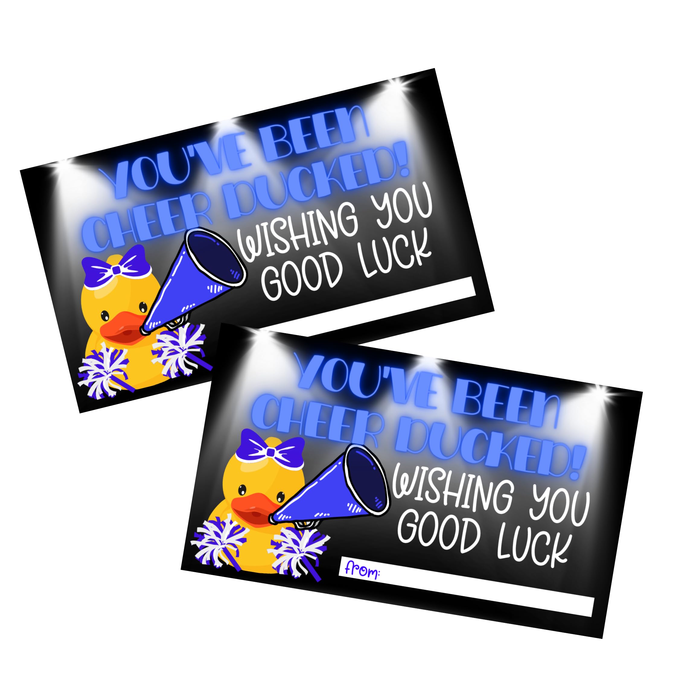 Lashicorn You’ve Been Cheer Ducked Cards Tags Wishing You Luck | 50 pk 2 x 3.5” Squad Game Blue for Competition Put on Cars Pins Gift Team Activity