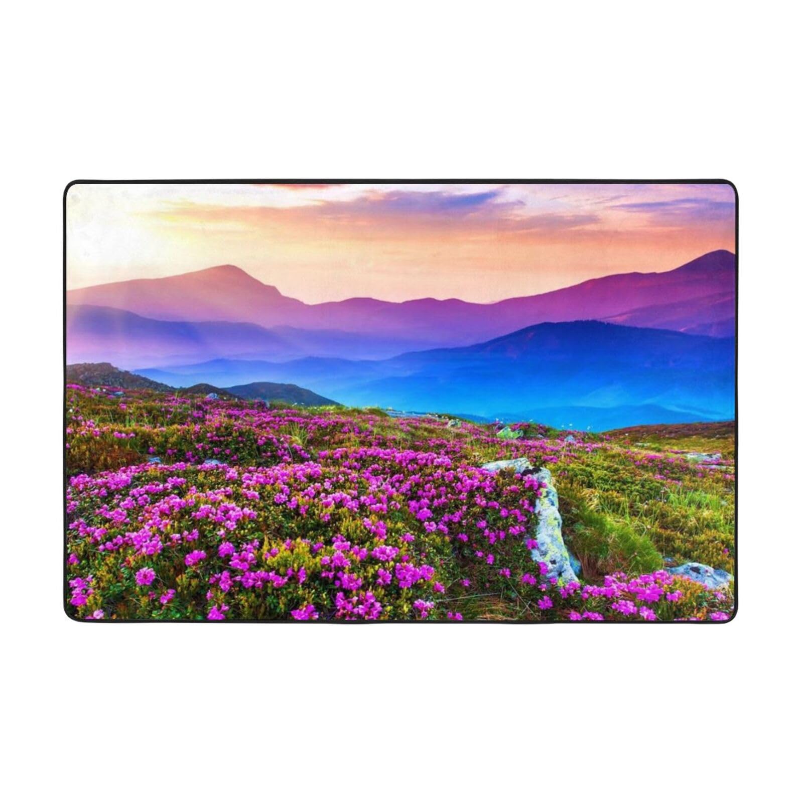 Tapis de salle de bain NOGRAX rectangulaire imprimé floral de montagne