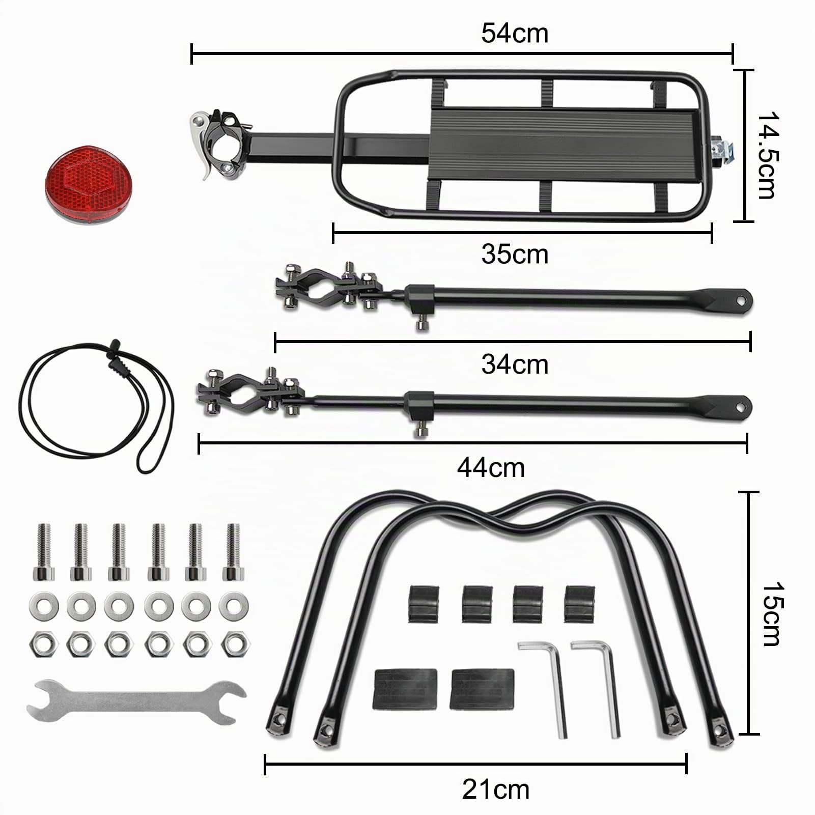 MAIKEHIGH Einstellbare Träger Fahrrad Gepäckträger Fahrradzubehör Ausrüstung Ständer Reitstock Fahrradträger Racks mit Reflektor (Schwarz)