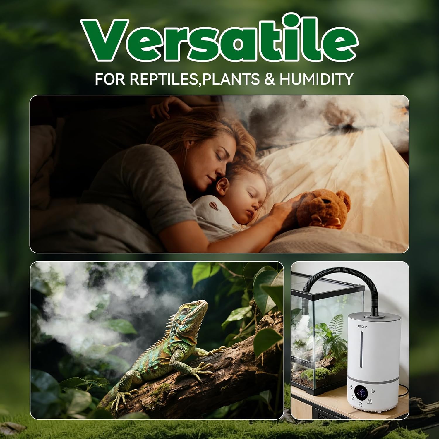 humidifier for plants, reptile fogger,4l,dual tank mode & dual probes with constant humidity setting,48h runtime, remote control, for reptile terrariums & indoor houseplants