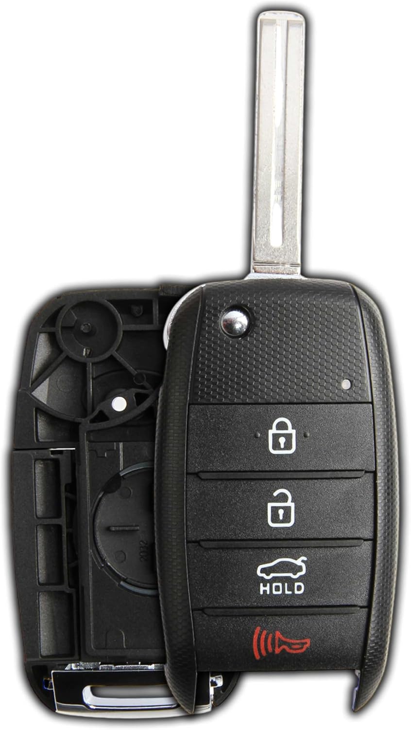 KeylessOption Keyless Entry Remote Flip Key Fob Shell Case Cover Button Pad for Kia Optima Rio Soul Sportage